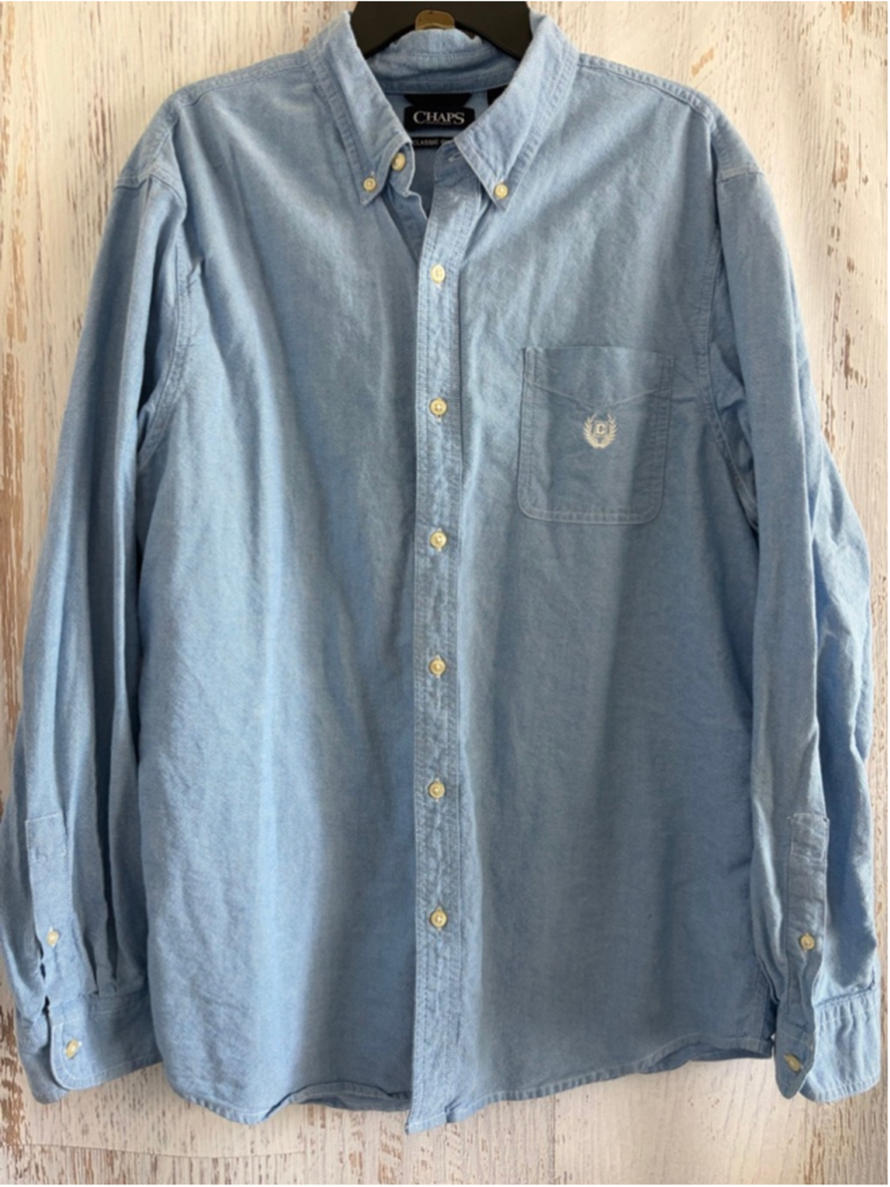 Men's CHAPS Light Blue Classic Oxford Button Down Shirt XL